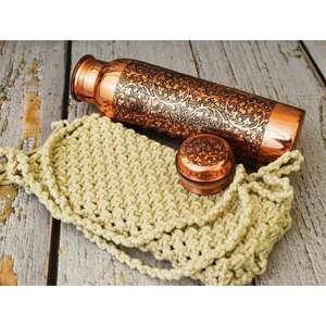 ขวดน้ำทรงกระบอกทองแดงแท้ 1000 มล. ปลอดสารพิษ เป็นมิตรกับสิ่งแวดล้อม สำหรับเดินทางและวิ่ง พกพาสะดวก ใช้กับน้ำเดือดได้ - Product Image 1