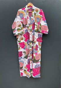 Kimono de algodón blanco con estampado de frutas, ropa de dormir para mujer, albornoz, bata, talla única para verano y otoño - Product Image 2