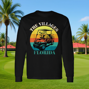 เสื้อยืดแขนยาวลายจระเข้สำหรับรถกอล์ฟสำหรับผู้เกษียณในหมู่บ้านฟลอริด้า - สินค้าส่งเสริมการขาย - Product Image 3