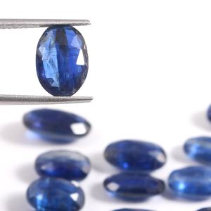 Perles ovales facettées en kyanite bleue 6x4mm et 8x12mm, pierres précieuses naturelles de haute qualité, taillées à la main, pour la fabrication de bijoux - Product Image 1