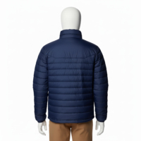 Chaqueta acolchada azul marino con capucha, estilo urbano, con cremallera, bordado frontal, acolchado, impermeable, para invierno