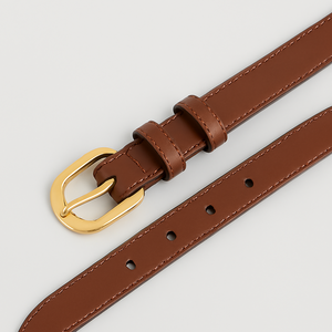Cinturón de cuero marrón Premium para mujer Hebilla dorada | Ropa formal e informal | OEM disponible | Venta al por mayor - Product Image 3