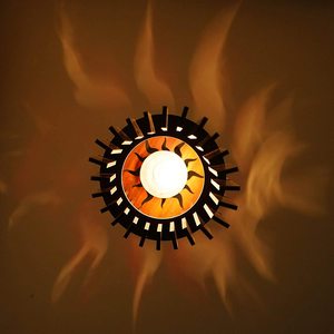 Lustre pendentif en verre avec perles de bois, jonc de mer en bambou et LED pour mariage d'hôtel et décoration intérieure pour Noël - Product Image 3