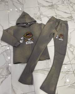 Conjunto de Dos Piezas de Sudadera con Capucha y Pantalones Deportivos Vintage de Invierno Personalizados, Estampado DTG, Corte Acampanado, Lavado Ácido, Trajes Deportivos para Hombre 100% Algodón - Product Image 5