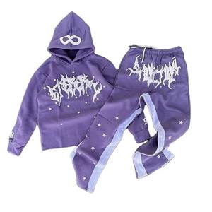 Fabricants professionnels Sweat à capuche à fermeture éclair complète et pantalon évasé Ensemble de jogging Top Collection Hiver Logo brodé personnalisé - Product Image 6