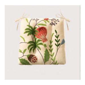 Customizable Organic Cotton Padded Chair <b>Cushions</b> Beige Floral Printed 43x 46cm Anti-Slip New Home <b>Large</b> Digital Logos Hotels - Product Image 1