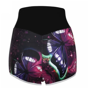 กางเกงขาสั้นเอวสูงมีสไตล์สำหรับผู้หญิงกางเกงรัดรูประบายอากาศได้ดีควบคุมหน้าท้องสำหรับฟิตเนสออกกำลังกายวิ่งและโยคะ - Product Image 3