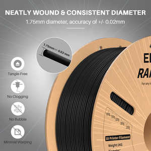 ELEGOO RAPID <b>PLA</b>+ 1.75mm Black 10KG 3D Printer <b>Filament</b> Diverse Materials (TPE/PCL/HIPS) Moulding Service FDM Compatible - Product Image 5