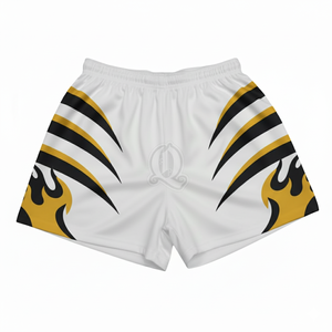 Shorts de rugby noirs personnalisés, uni, en polyester, pour l'entraînement, la salle de sport, adaptés aux hommes, aux sports d'équipe, tissu durable - Product Image 5