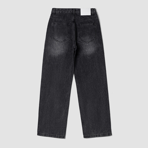 Factory Wholesale Men's Autumn Winter American Style <b>Black</b> Washed Jeans Fashionable Loose Straight Denim Button Pocket Medium - Product Image 2