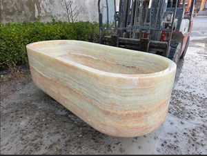 Baignoire ovale autoportante de luxe en travertin avec <span class=keywords><strong>jacuzzi</strong></span> pour 2 personnes, design moderne pour salle de bain d'hôtel - Product Image 5