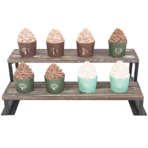 Antique Rustic Wood Cake <b>Cupcake</b> <b>Stand</b> with Metal Frame Best Price for Food Display and Decorative Accessory from India - Product Image 4