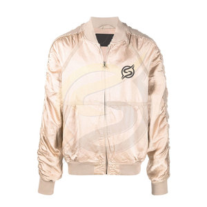 Custom Wholesale 100% Polyester Canvas Satin Bomber <b>Jacket</b> with Stand Collar Waterproof & Windproof <b>Slim</b> <b>Fit</b>-Winter Best Sale - Product Image 4