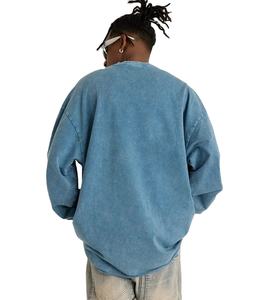 Sudadera con capucha y cuello redondo Vintage para hombre, 400gsm, gruesa, Terry francés, lavado ácido, teñido liso desgastado para la temporada de invierno - Product Image 5