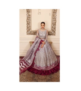 Nouveau Long Pakistanais Shalwar Kameez Brodé Séquence Travail Collection Indien Chemise Robe Femmes-Fait Soie Pelouse Rayonne Partie - Product Image 3