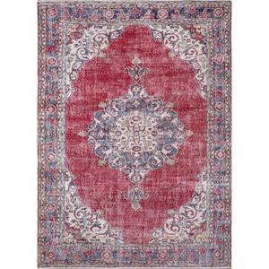 Tapis en laine noués à la main de grande taille, motif médaillon rouge et orange, style vintage, pour salon ou couloir - Pae-2026 - Product Image 1