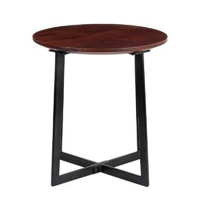 โต๊ะข้างอลูมิเนียมสำเร็จรูปสีดำโบราณพร้อมขาโลหะและเฟอร์นิเจอร์ด้านบนทำจากไม้ทรงกลมสำหรับห้องนั่งเล่นเรียบง่ายมีสไตล์สำหรับบ้าน - Product Image 6