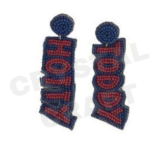 Designer Vintage perlé boucles d'oreilles pendantes femmes patriotique Orange blanc bleu pour les mariages et les jours commémoratifs mode tissu matériel - Product Image 4