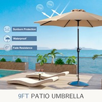 Meubles de jardin commerciaux Parapluie de patio extérieur imperméable kaki de 9FT avec parapluie de marché d'ascenseur de manivelle pour le café d'hôtel