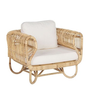 Respetuoso con el medio ambiente bastón de mimbre hecho a mano muebles para el hogar brazo silla de madera Papasan cojín tejido para Hotel restaurante sala de estar - Product Image 1