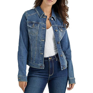 Haute qualité femmes 100% coton Jeans Denim veste prix raisonnable Style saison extérieure avec fourrure décoration laine doublure - Product Image 1