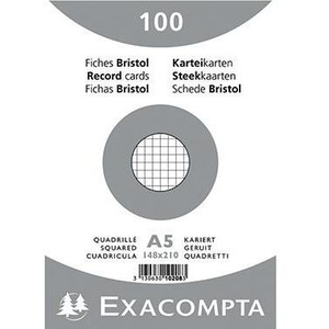 Exacompta Tarjetas de índice cuadradas blancas DIN A5, 100 unidades/paquete, accesorios para carpetas de archivos - Product Image 1