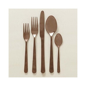 Juego de Cubiertos de acero inoxidable pulido dorado de titanio mate para bodas, juego de cubiertos chapados en plata - Product Image 5