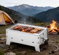 Barbecue pliant en acier inoxydable, portable, compact, pour le camping en plein air, la randonnée, la pêche et les camping-cars