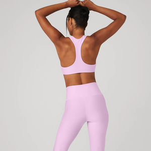 Latest Fitness Wear Women Light Pink <b>Racerback</b> Sports <b>Bra</b> and High Waist Leggings for Sale in Reasonable Rates - Product Image 4