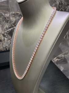 Collier Tennis Style Hip Hop avec Diamant Moissanite Taille Cubique en Argent Sterling 925 Plaqué Or Rose pour Homme – Idéal Anniversaire et Fêtes - Product Image 6