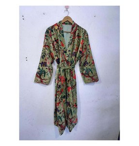 Luxury Bird Print Velvet Kimono <b>Robe</b> Long Winter Jacket Bath <b>Spa</b> Hotel Plus Size Morning Tea Coat for Summer and Spring - Product Image 1