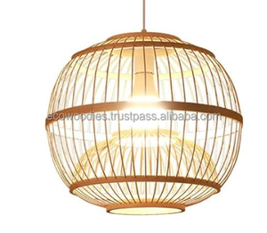 Lampe suspendue LED réglable en rotin et bois, faite à la main, style moderne, pour appartement, salon, décoration intérieure - Product Image 5
