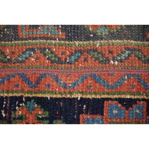 Alfombra pequeña vintage de 1.7x3.4 pies (51x105 cm), alfombra turca azul a rayas - Product Image 5