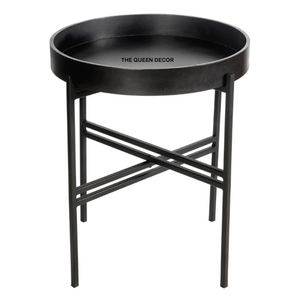 Table d'appoint de style moderne contemporain en aluminium, forme ronde, finition or et noir, décoration d'intérieur, salon - Product Image 5