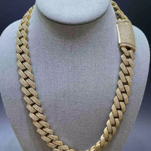 Estilo clásico 18mm VVS Moissanite diamante chapado en oro plata esterlina 925 Iced Out Hip Hop Miami cadena de eslabones cubanos hombres moda - Product Image 1