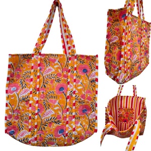 Bolso con estampado de bloques hecho a mano para mujer con fondo con flecos, bolso de mano con estampado de bloques índigo de algodón - Product Image 2