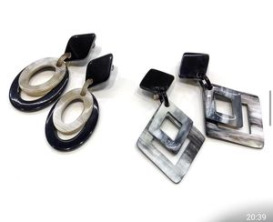 ต่างหูเขาควายขัดฮอร์นธรรมชาติหรูหราจากอินเดียโดย HF งานฝีมือสไตล์รัก - Product Image 2