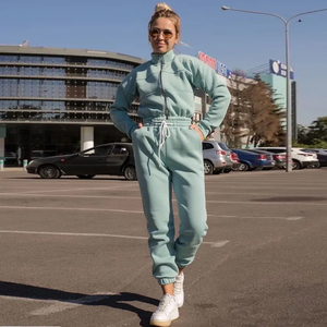 Ensemble survêtement jogging en molleton de coton biologique avec veste à capuche zippée et pantalon de survêtement streetwear d'hiver avec logo personnalisé - Product Image 3