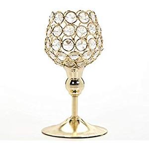 Crystal Beaded Gold and <b>Silver</b> <b>Candle</b> <b>Holder</b> - Product Image 2