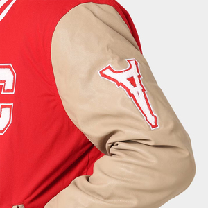 Veste universitaire pour hommes American Letterman Baseball School Team Veste universitaire en laine rouge et manches en cuir véritable pour homme - Product Image 6