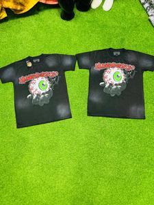 T-shirt personnalisé en coton de l'industrie de la tanaisie avec impression DTF à manches courtes et col rond logo délavé avec étiquette personnalisée pour le cou - Product Image 2