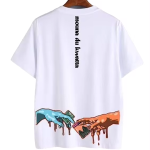 เสื้อยืดผ้าฝ้าย100% คอกลมทรงสลิมฟิตสำหรับผู้ชาย2024พิมพ์โลโก้ตามสั่งพิมพ์ลาย - Product Image 1