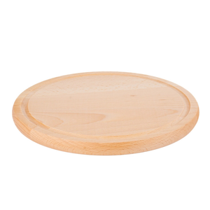 Tabla de cortar redonda de madera de haya de 25 cm con ranura para jugo, acabado con aceite vegetal, tabla para servir, venta al por mayor, logotipo personalizado - Product Image 1