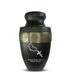 Personalized Human Cremation Urn for Adult Ashes Men Women Aluminum Urn with Name Date Design Black with Silver Rim Custom Size - Product Image 4