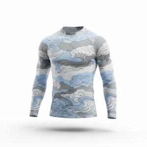 เสื้อแรชการ์ดผู้ชายแบบระบายอากาศได้ดี แขนยาว ป้องกันรังสียูวี สำหรับเล่นเซิร์ฟ ผลิตจากผ้าสแปนเด็กซ์/โพลีเอสเตอร์ น้ำหนัก 220 กรัม รับสกรีนโลโก้ตามแบบ - Product Image 5