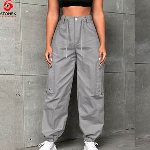 Nouveauté Pantalon cargo d'été pour femme avec design à devant plat Style streetwear décontracté 100% coton respirant - Product Image 1