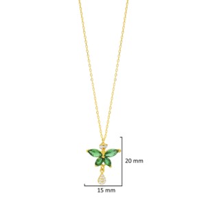 Pendentif en forme de fleur avec pierre émeraude CZ, fabrication artisanale turque, vente en gros, bijoux tendance en argent sterling 925 - Product Image 5