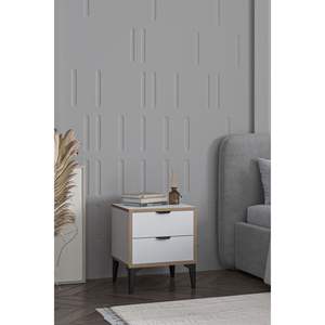 Modern Eco-Friendly 2 Drawer Melamine <b>Wooden</b> Nightstand <b>Bedside</b> <b>Table</b> Multifunction Bedroom Living Room Apartment Hotel School - Product Image 2