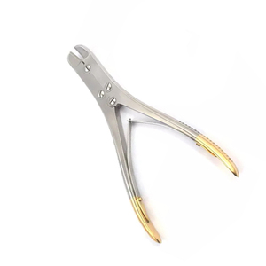 Fórceps de corte de hueso Ruskin curvo medio oro mejor calidad Acero inoxidable doble acción cortador de hueso instrumentos ortopédicos - Product Image 1