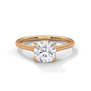Bague solitaire en diamant de laboratoire taille coussin 2 carats, clarté VVS, or jaune/rose/blanc 14K/18K/10K, bague de fiançailles minimaliste - Product Image 3